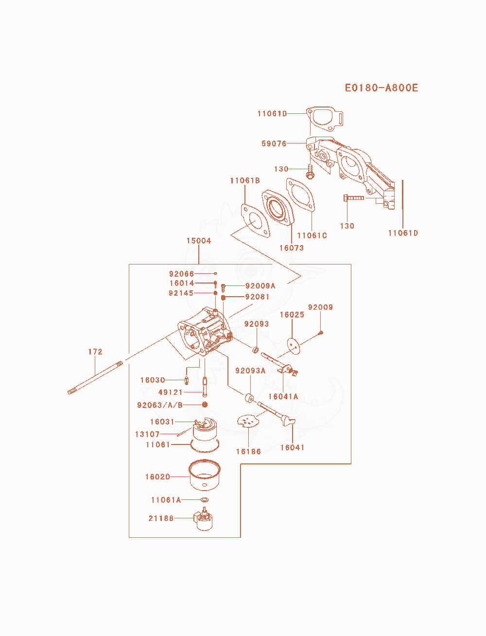 Despiece del Carburetor de un motor Kawasaki FS730V-BS05, con globos numerados