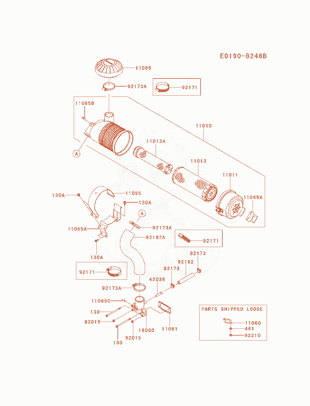 Exploded parts diagram of the Air-Filter / Muffler of a Kawasaki FX691V-AS12 engine, with numbered balloons