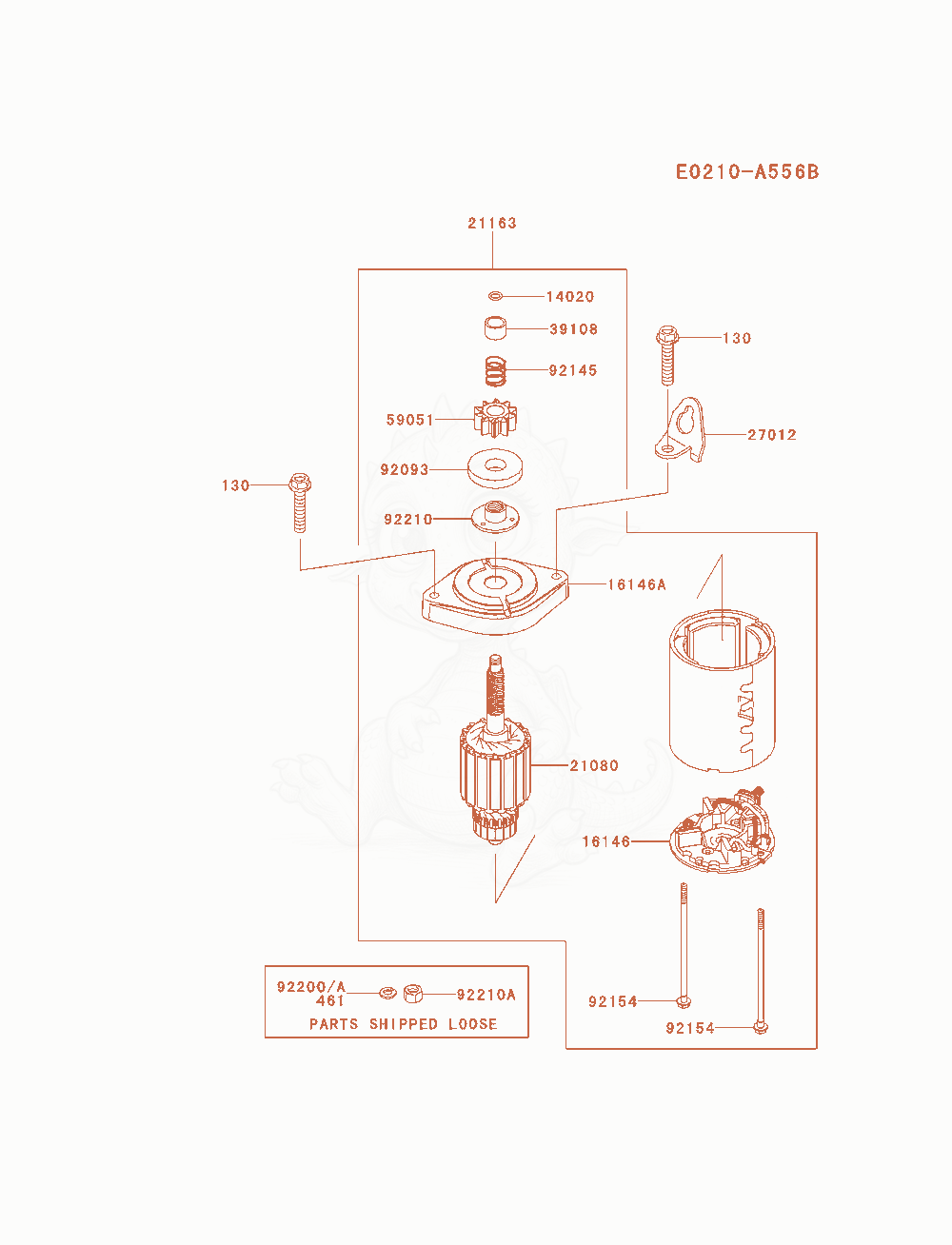 Exploded parts diagram of the Starter of a Kawasaki FR730V-AS10 engine, with numbered balloons