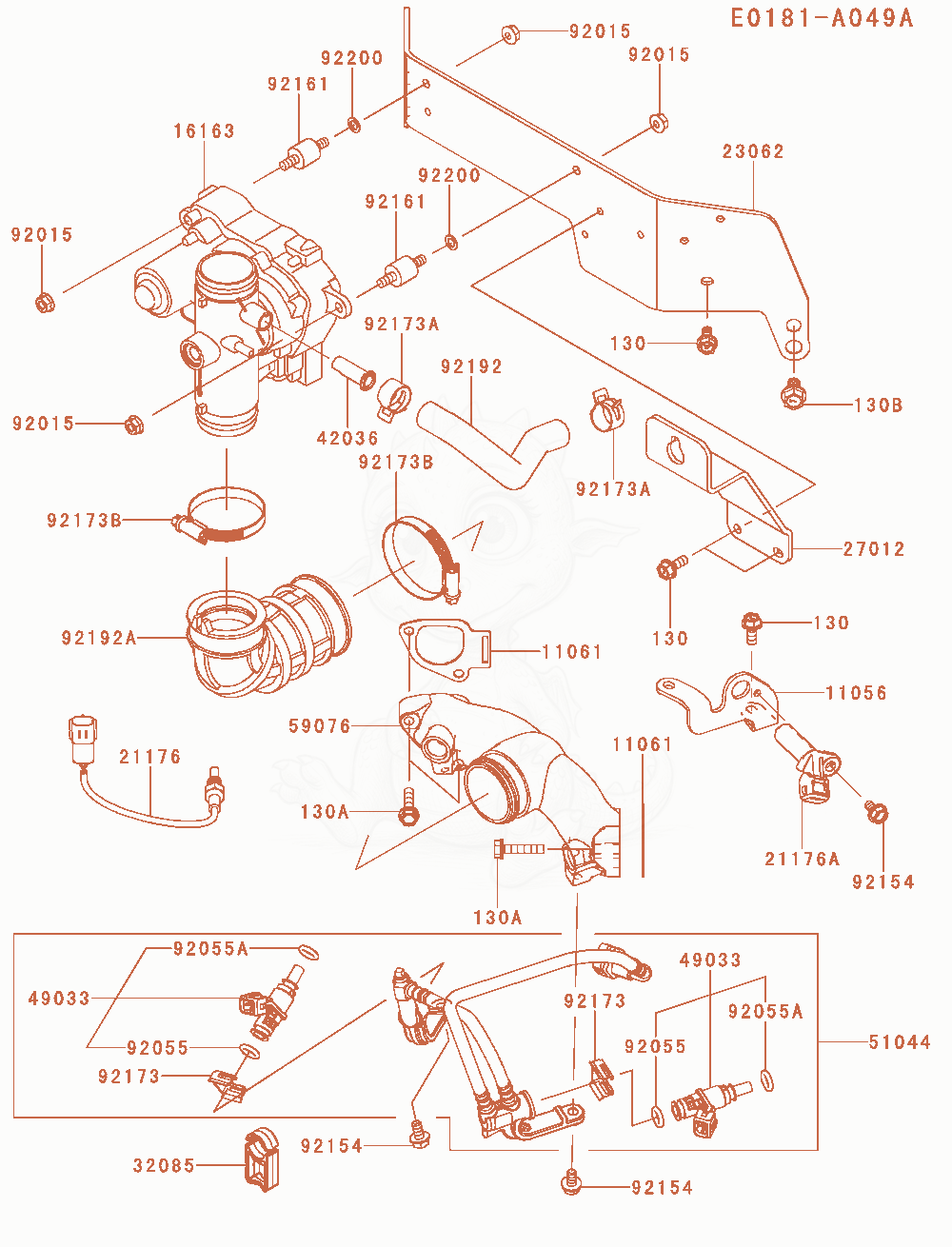 Exploded parts diagram of the Throttle-Equipment of a Kawasaki FX730V-AS01 engine, with numbered balloons