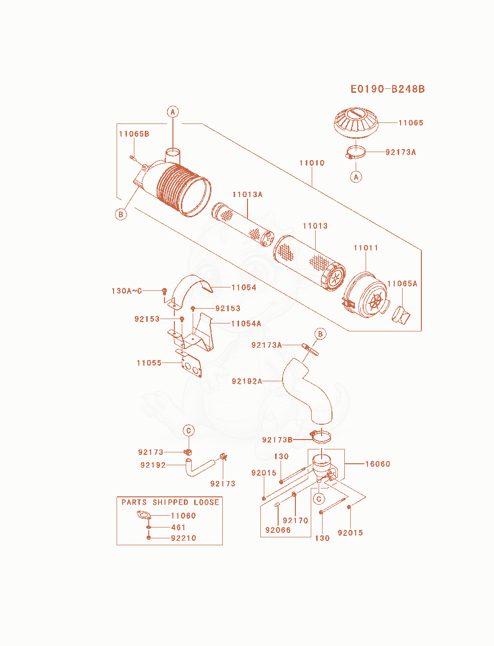 Exploded parts diagram of the Air-Filter / Muffler of a Kawasaki FX850V-AS15 engine, with numbered balloons