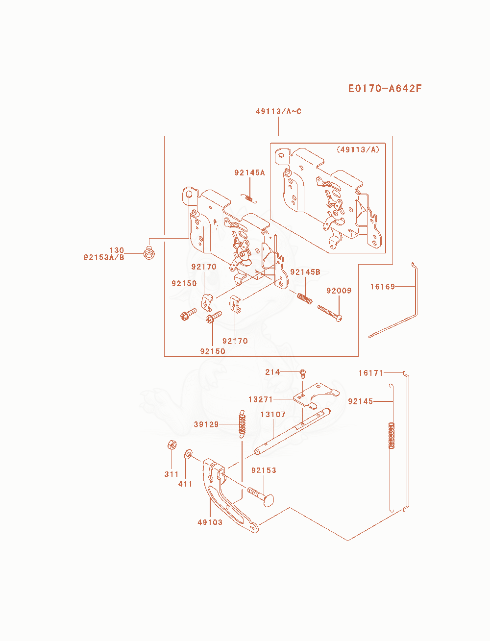 Despiece del Control-Equipment de un motor Kawasaki FH580V-AS39, con globos numerados