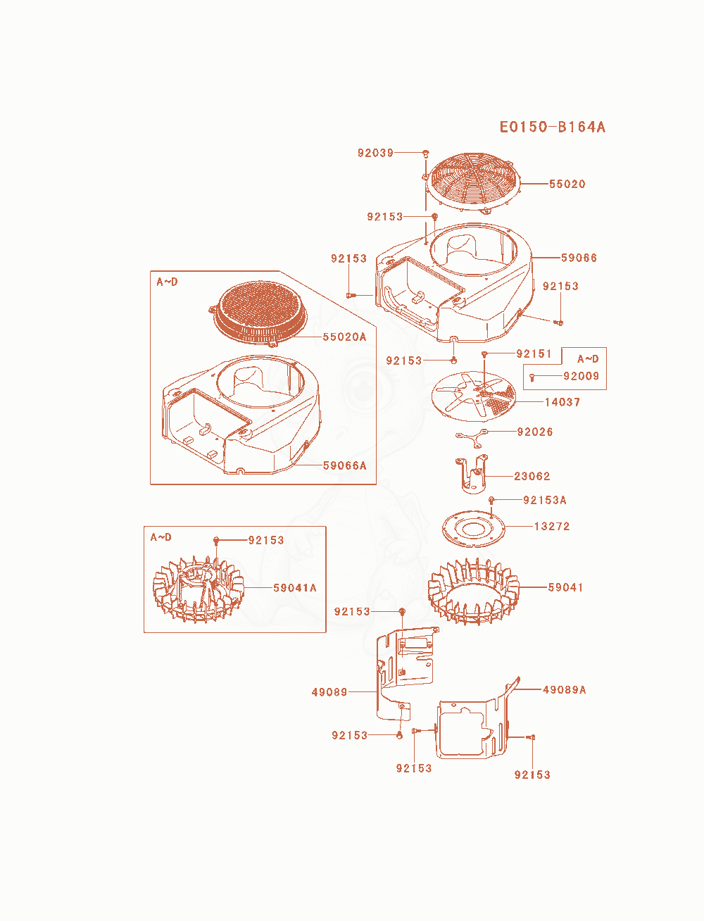 Exploded parts diagram of the Cooling-Equipment of a Kawasaki FS481V-AS00 engine, with numbered balloons
