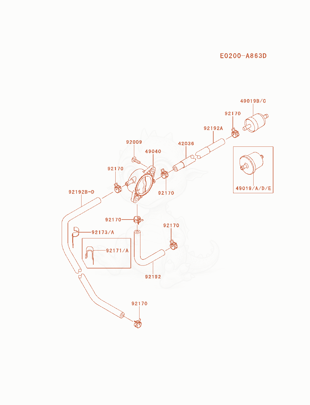 Exploded parts diagram of the Fuel-Tank / Fuel-Valve of a Kawasaki FS600V-AS17 engine, with numbered balloons