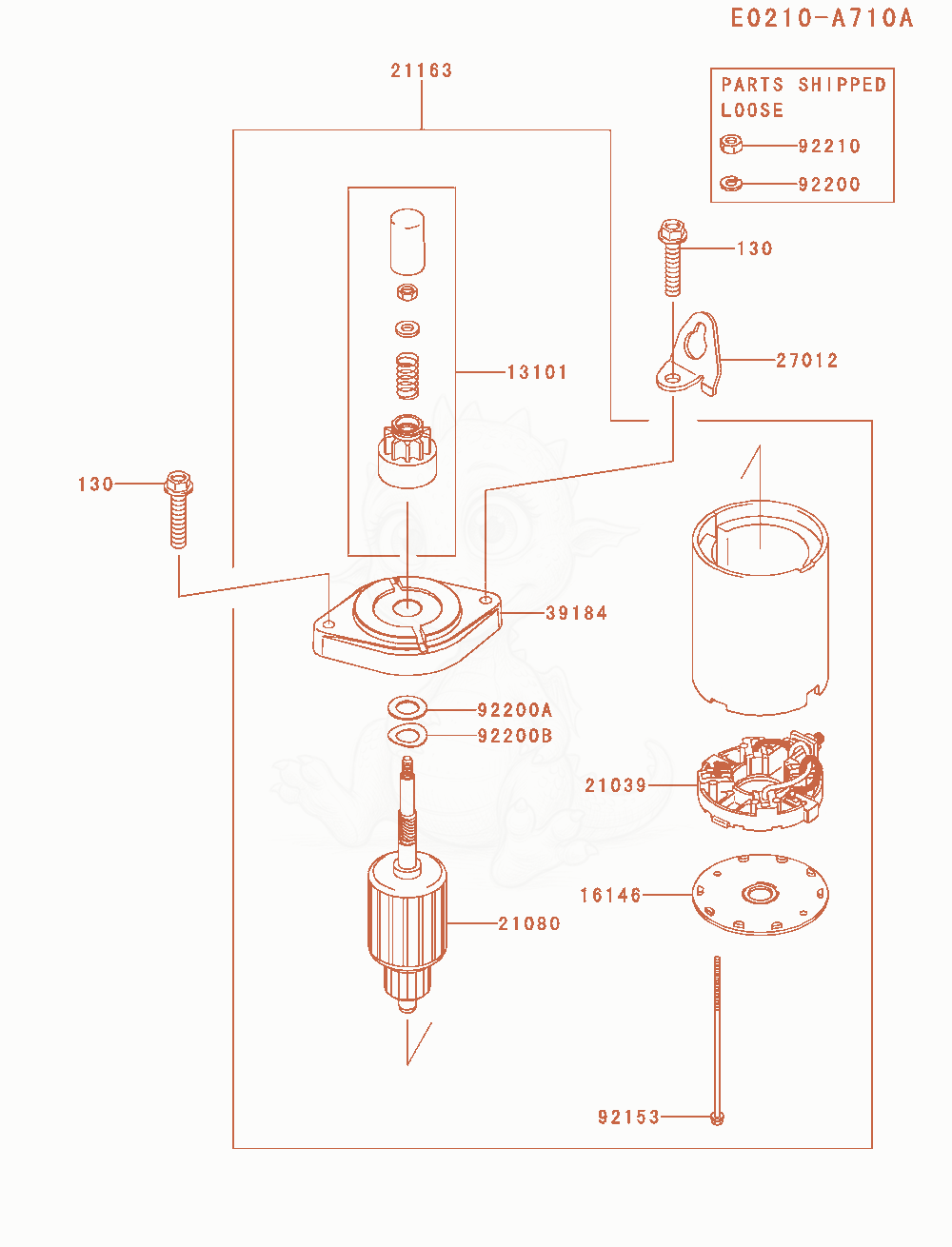 Exploded parts diagram of the Starter of a Kawasaki FR651V-AS34 engine, with numbered balloons