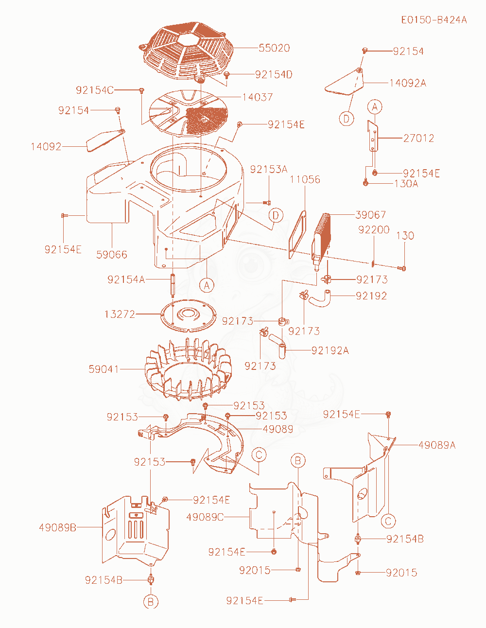 Exploded parts diagram of the Cooling-Equipment of a Kawasaki FX850V-MS00 engine, with numbered balloons