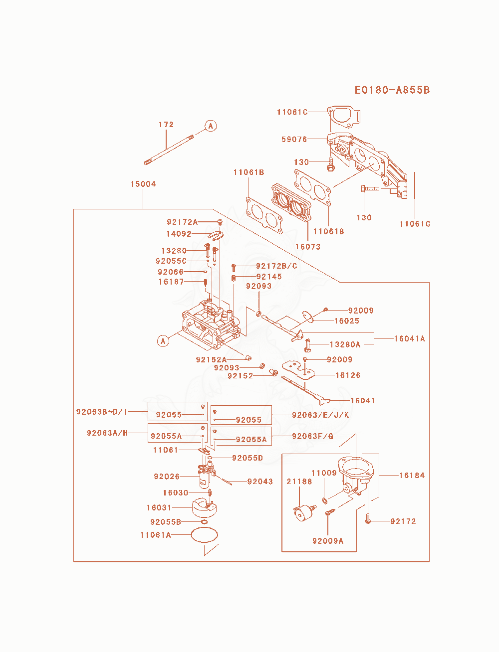 Exploded parts diagram of the Carburetor of a Kawasaki FX691V-AS07 engine, with numbered balloons