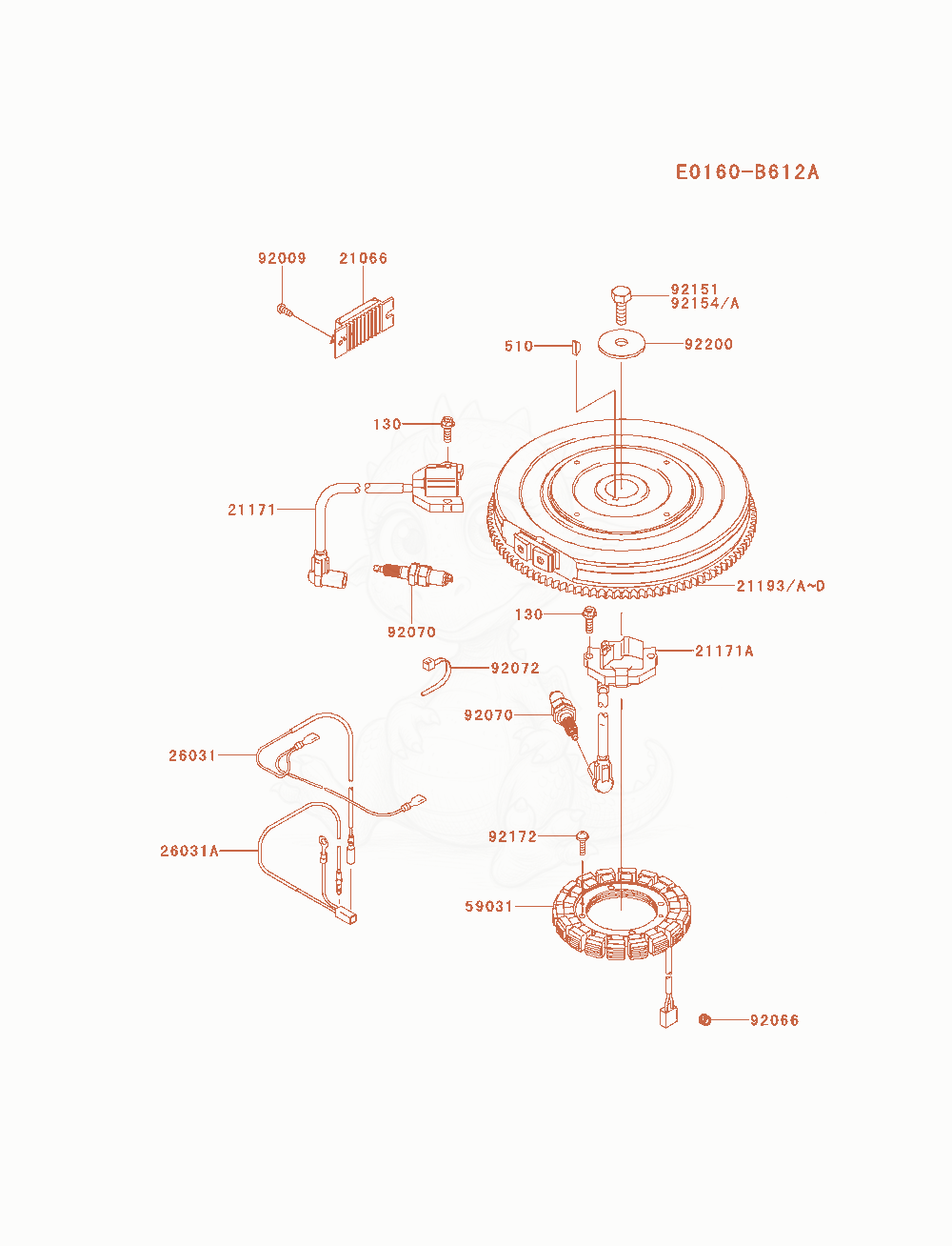 Despiece del Electric-Equipment de un motor Kawasaki FX921V-AS06, con globos numerados