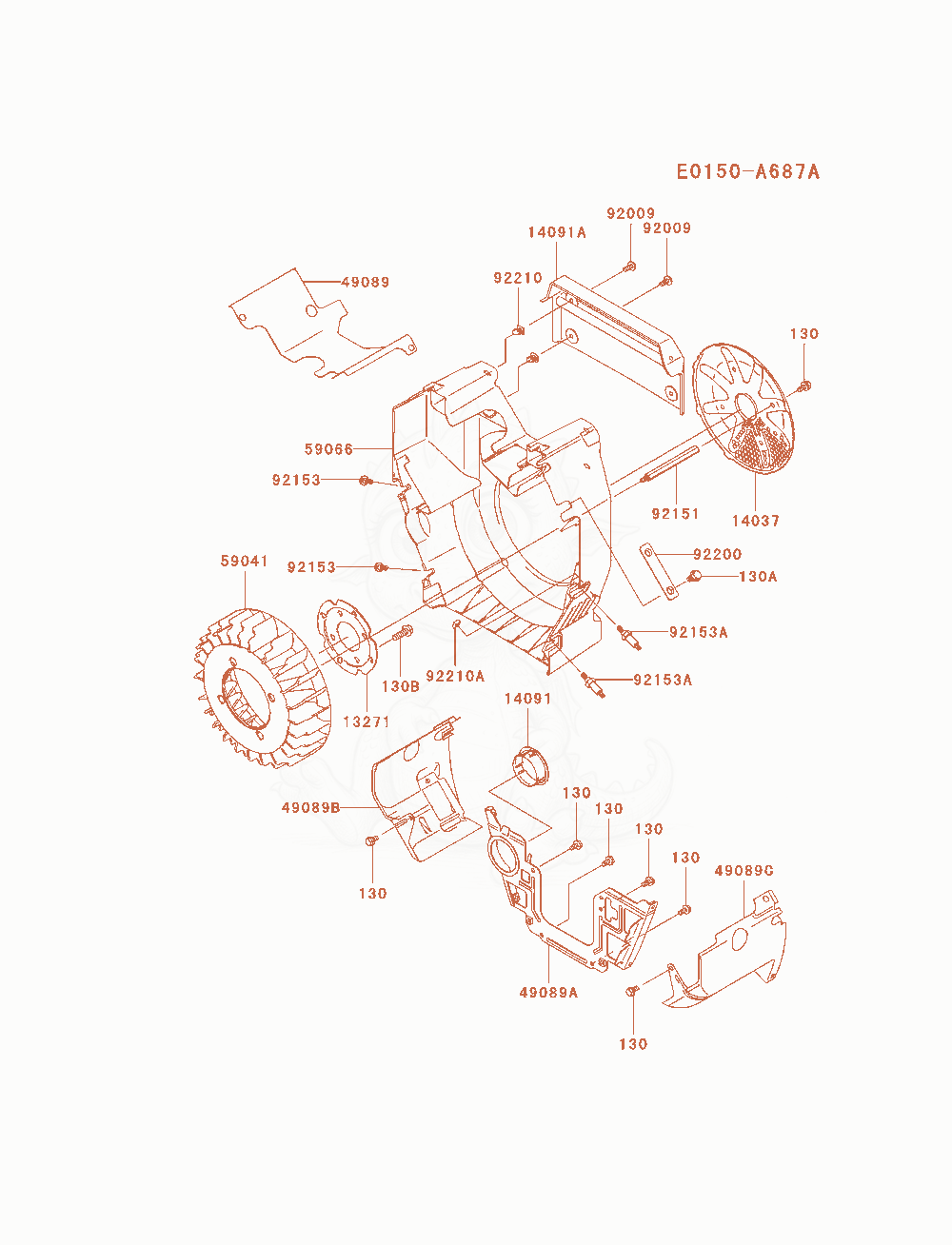Despiece del Cooling-Equipment de un motor Kawasaki FH770D-AS04, con globos numerados