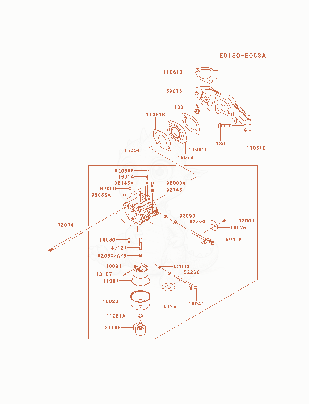 Exploded parts diagram of the Carburetor of a Kawasaki FR730V-AS22 engine, with numbered balloons