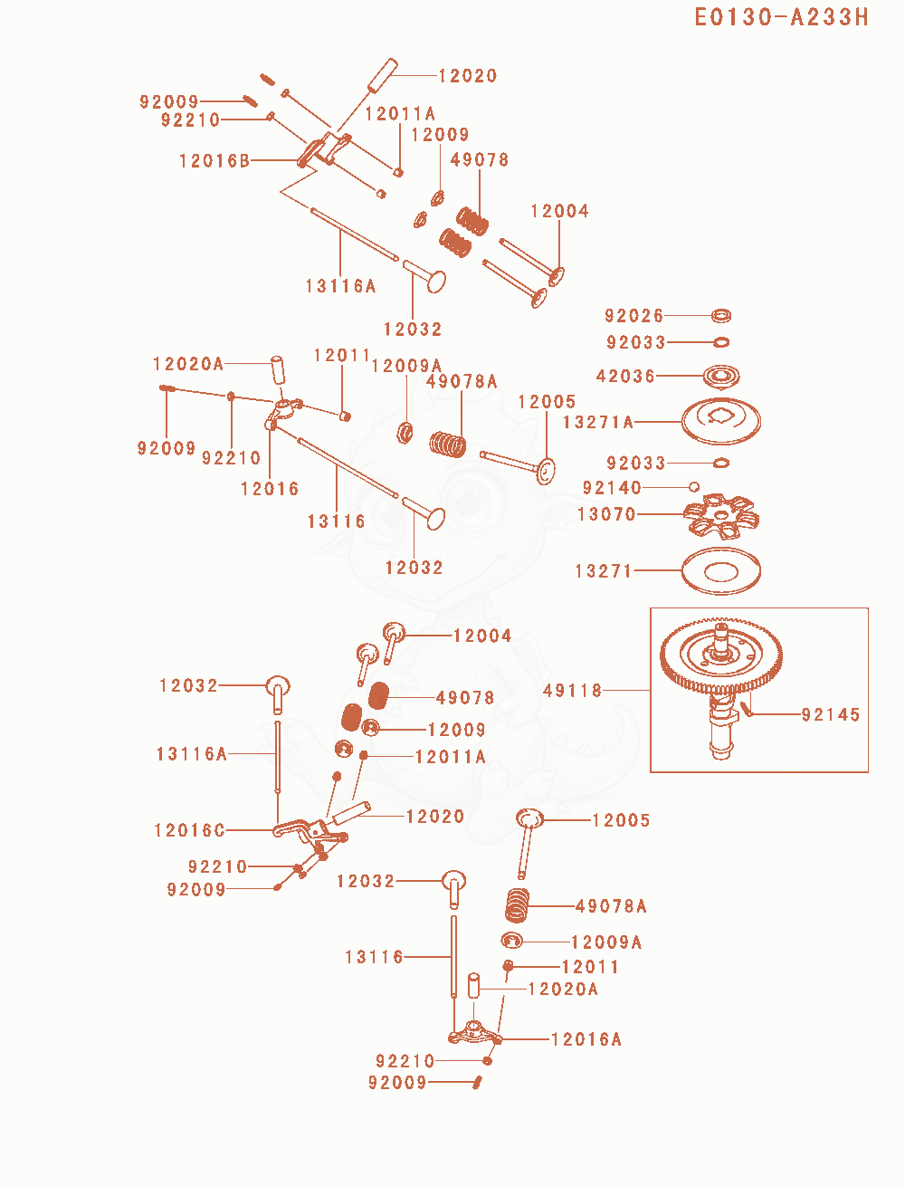 Exploded parts diagram of the Valve / Camshaft(As21) of a Kawasaki FXT00V-AS21 engine, with numbered balloons