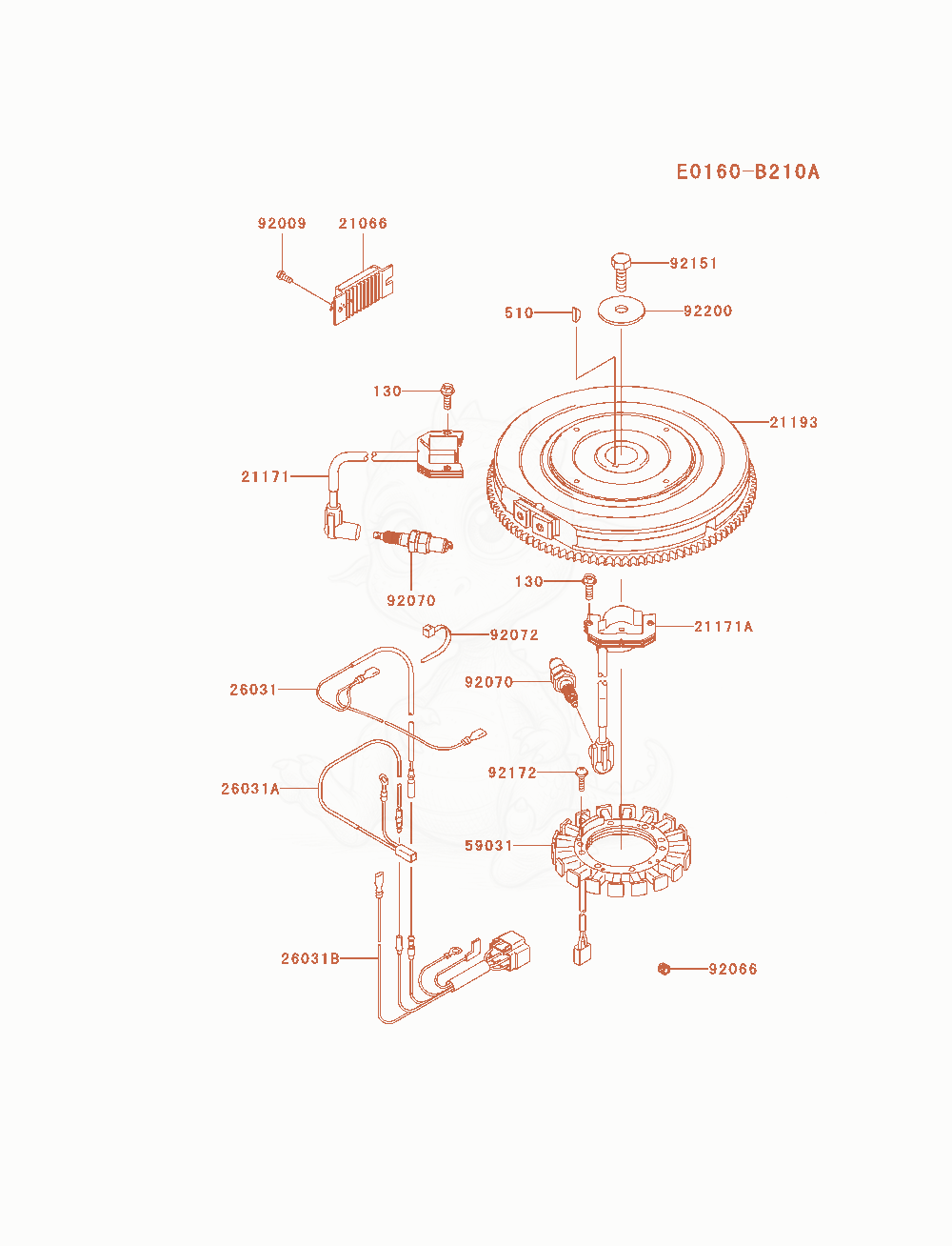 Despiece del Electric-Equipment de un motor Kawasaki FXT00V-AS06, con globos numerados