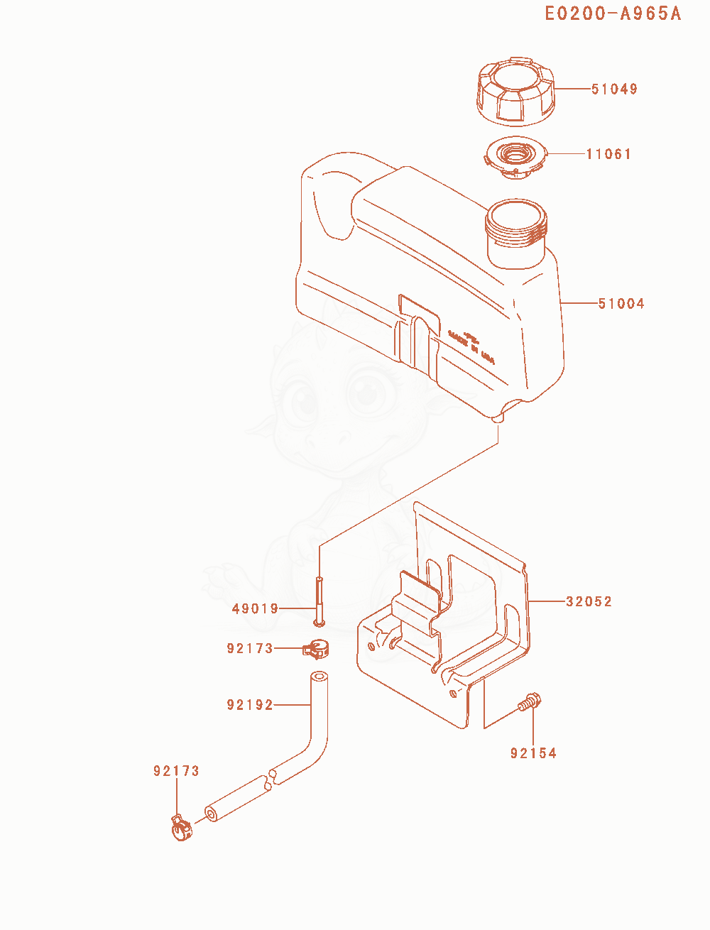 Despiece del Fuel-Tank / Fuel-Valve de un motor Kawasaki FJ180V-AM78, con globos numerados