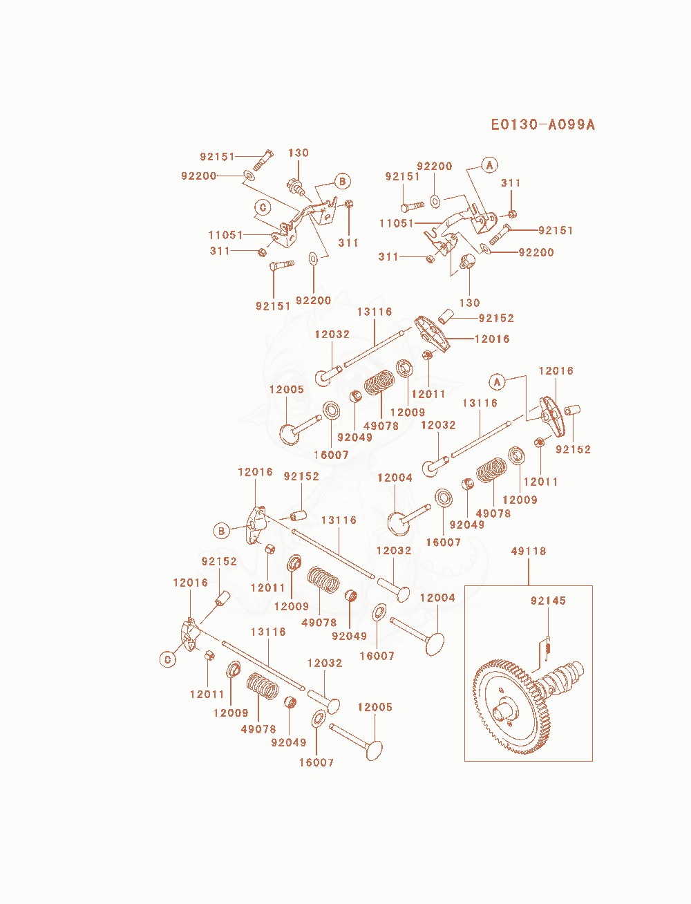 Exploded parts diagram of the Valve / Camshaft of a Kawasaki FD750D-AS01 engine, with numbered balloons