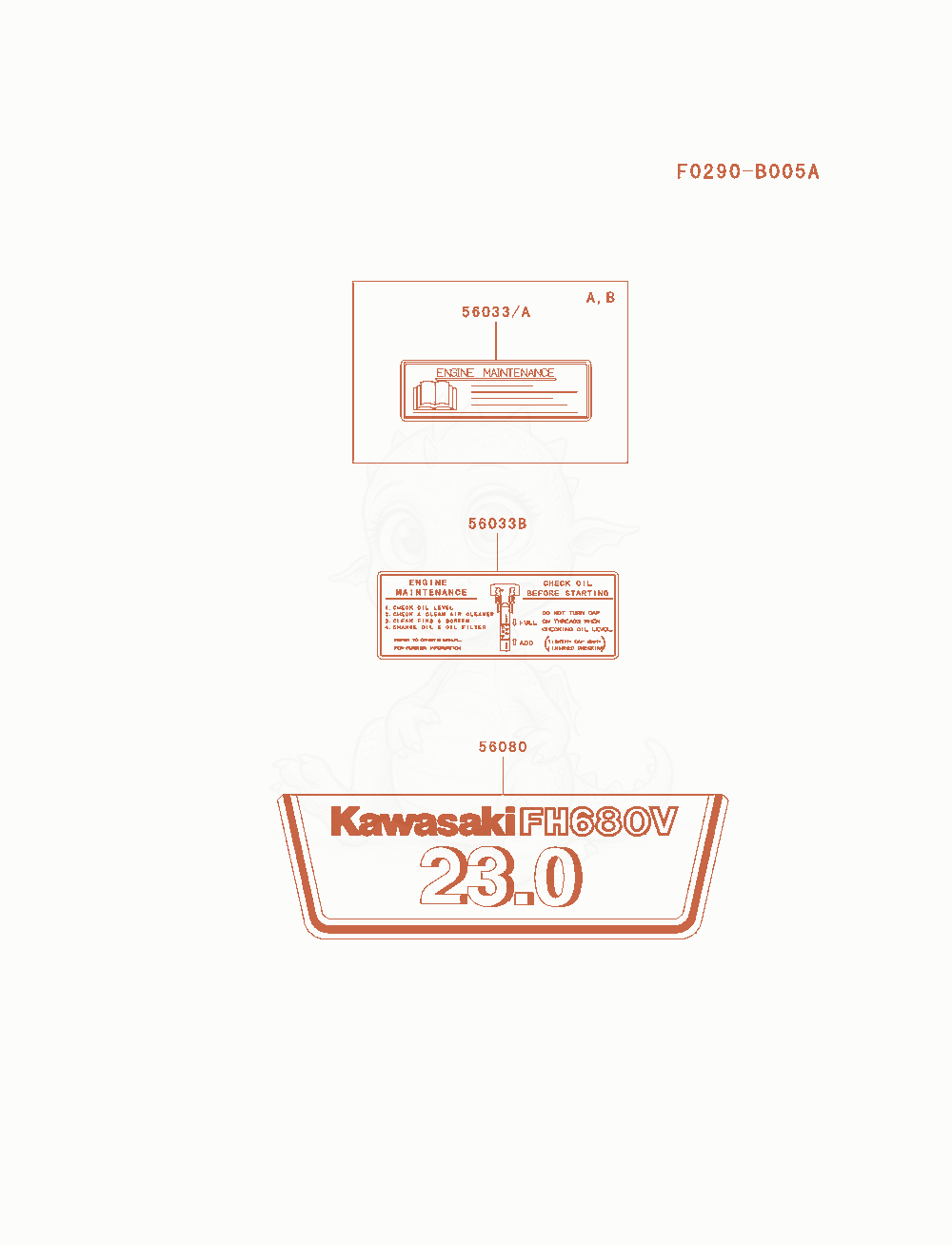Exploded parts diagram of the Label of a Kawasaki FH680V-AS13 engine, with numbered balloons