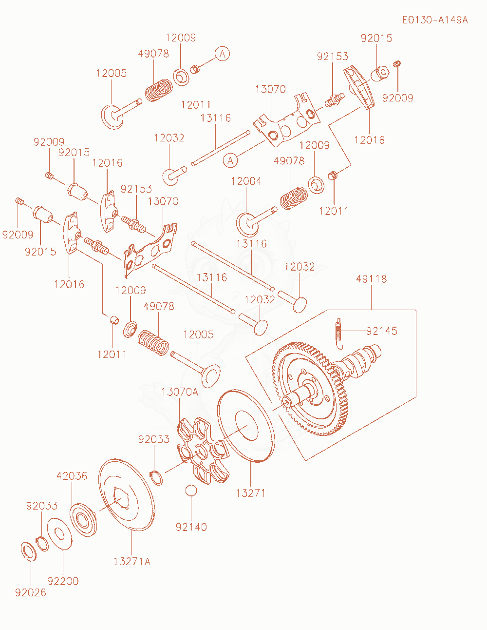 Exploded parts diagram of the Valve / Camshaft of a Kawasaki FH721D-GS08 engine, with numbered balloons