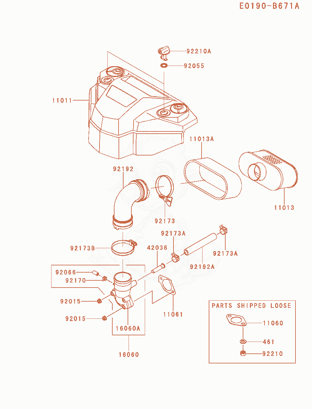 Exploded parts diagram of the Air-Filter / Muffler of a Kawasaki FS651V-AS21 engine, with numbered balloons