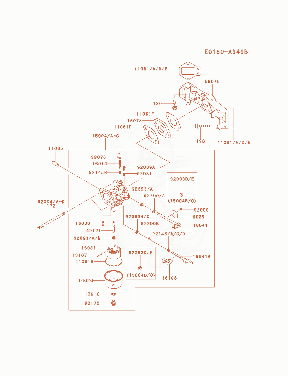 Exploded parts diagram of the Carburetor of a Kawasaki FS481V-AS10 engine, with numbered balloons