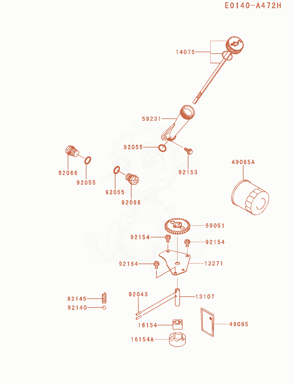 Despiece del Lubrication-Equipment de un motor Kawasaki FXT00V-AS21, con globos numerados