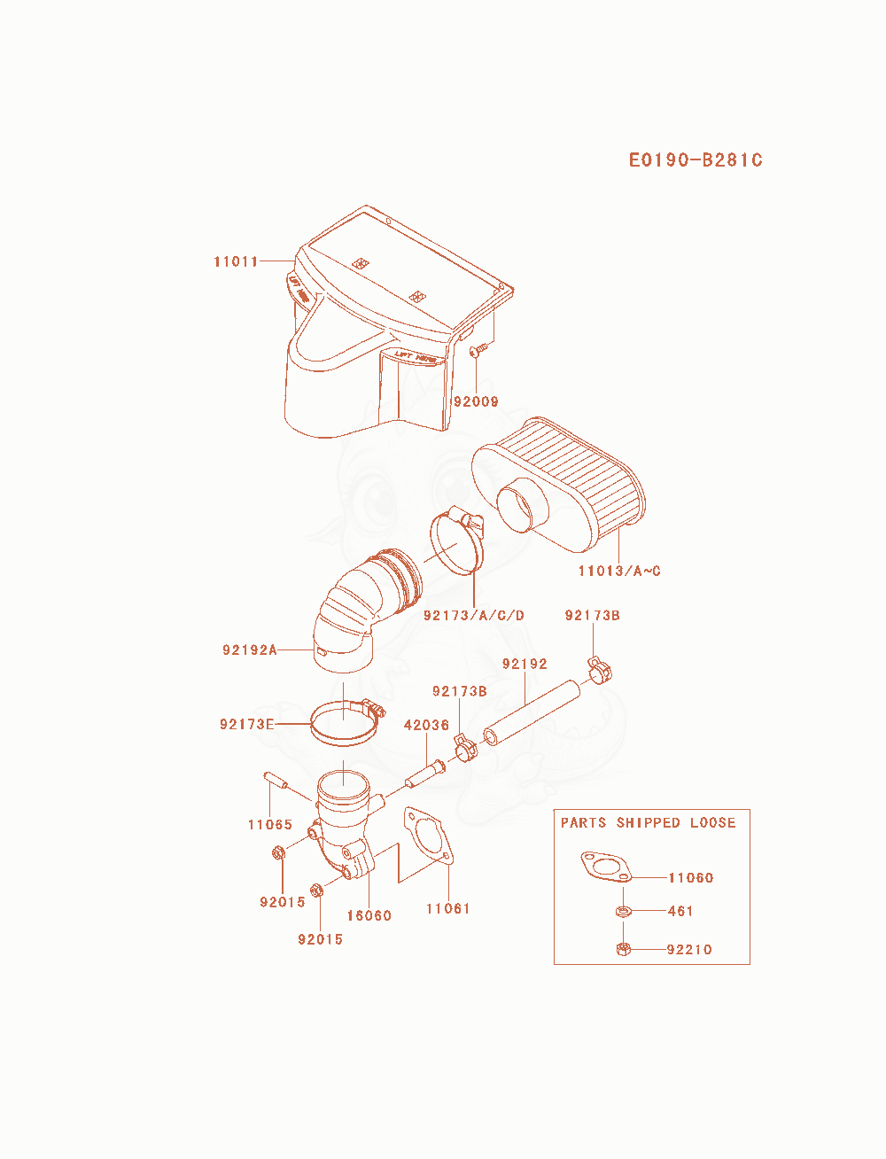 Exploded parts diagram of the Air-Filter / Muffler of a Kawasaki FR651V-AS09 engine, with numbered balloons