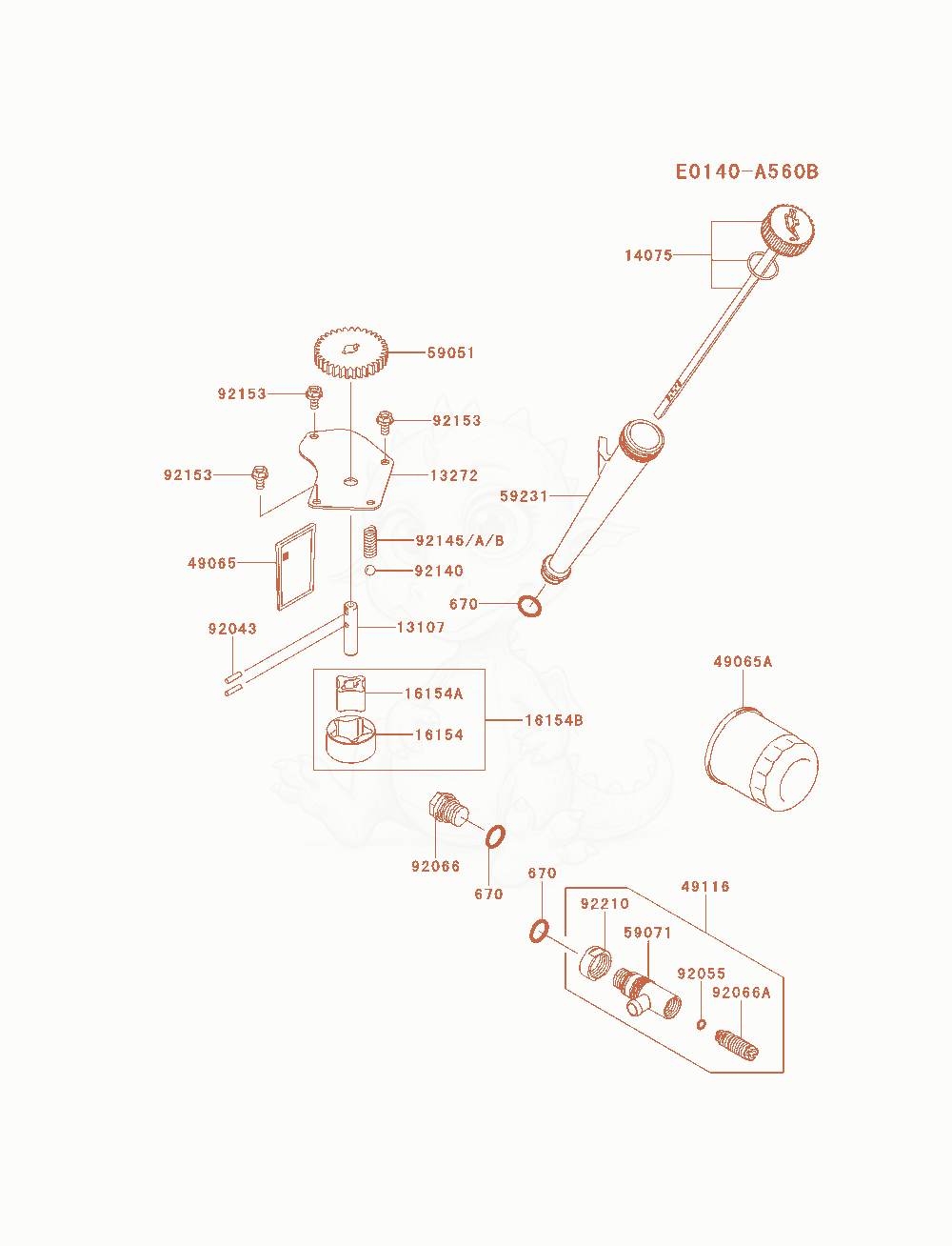 Despiece del Lubrication-Equipment de un motor Kawasaki FX801V-AS13, con globos numerados