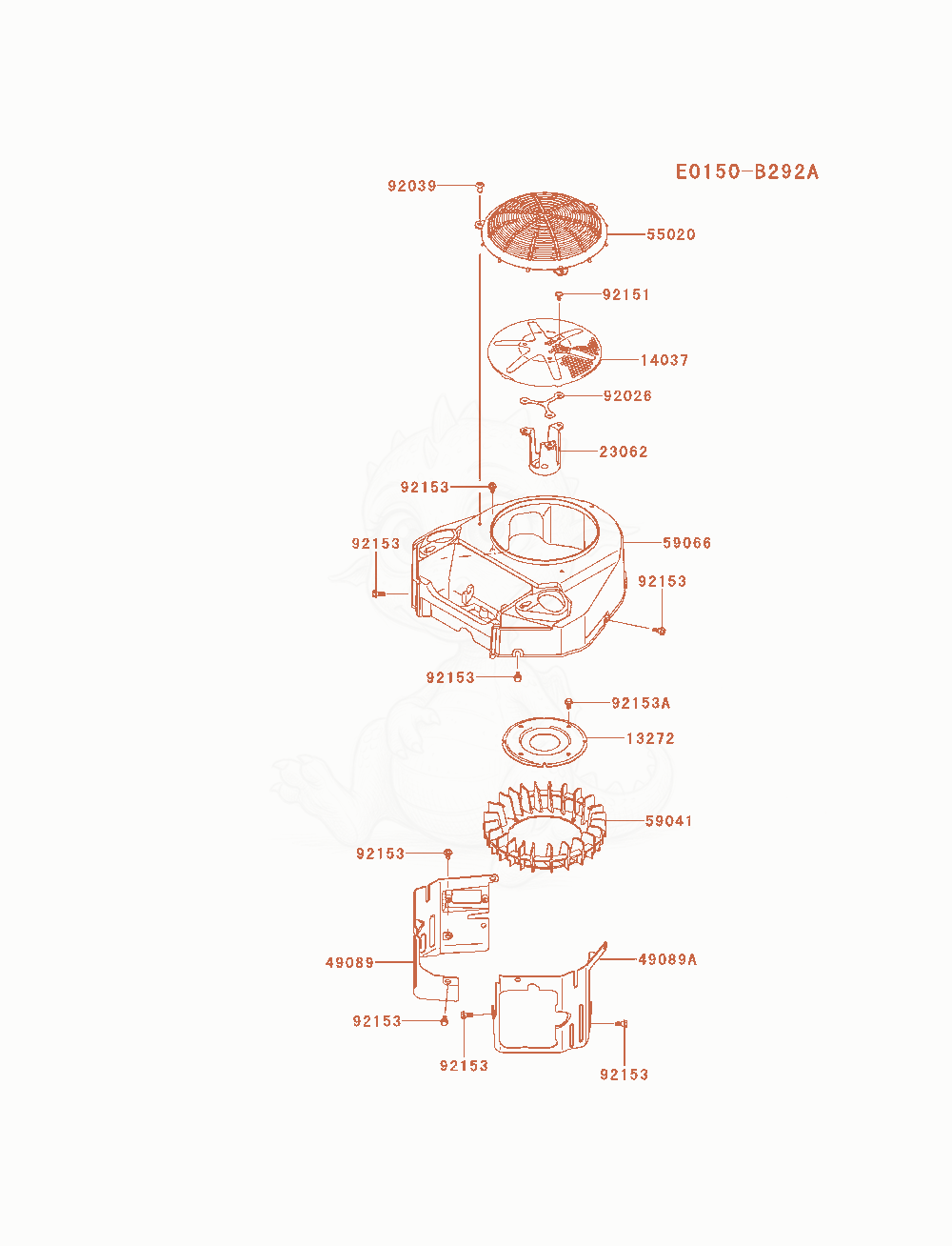 Exploded parts diagram of the Cooling-Equipment of a Kawasaki FS481V-AS30 engine, with numbered balloons