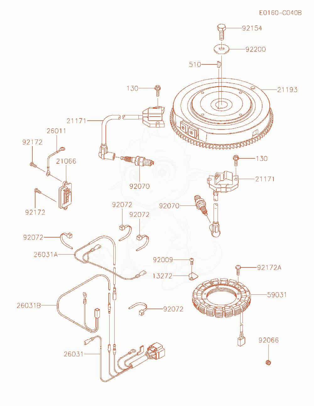 Exploded parts diagram of the Electric-Equipment of a Kawasaki FX730V-AR08 engine, with numbered balloons