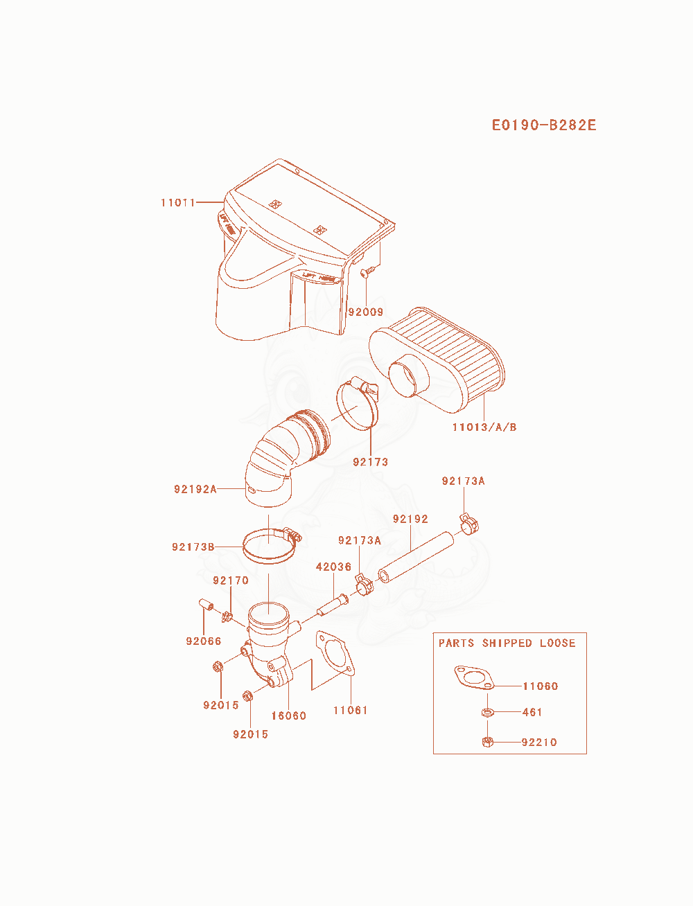Exploded parts diagram of the Air-Filter / Muffler of a Kawasaki FR651V-AS19 engine, with numbered balloons