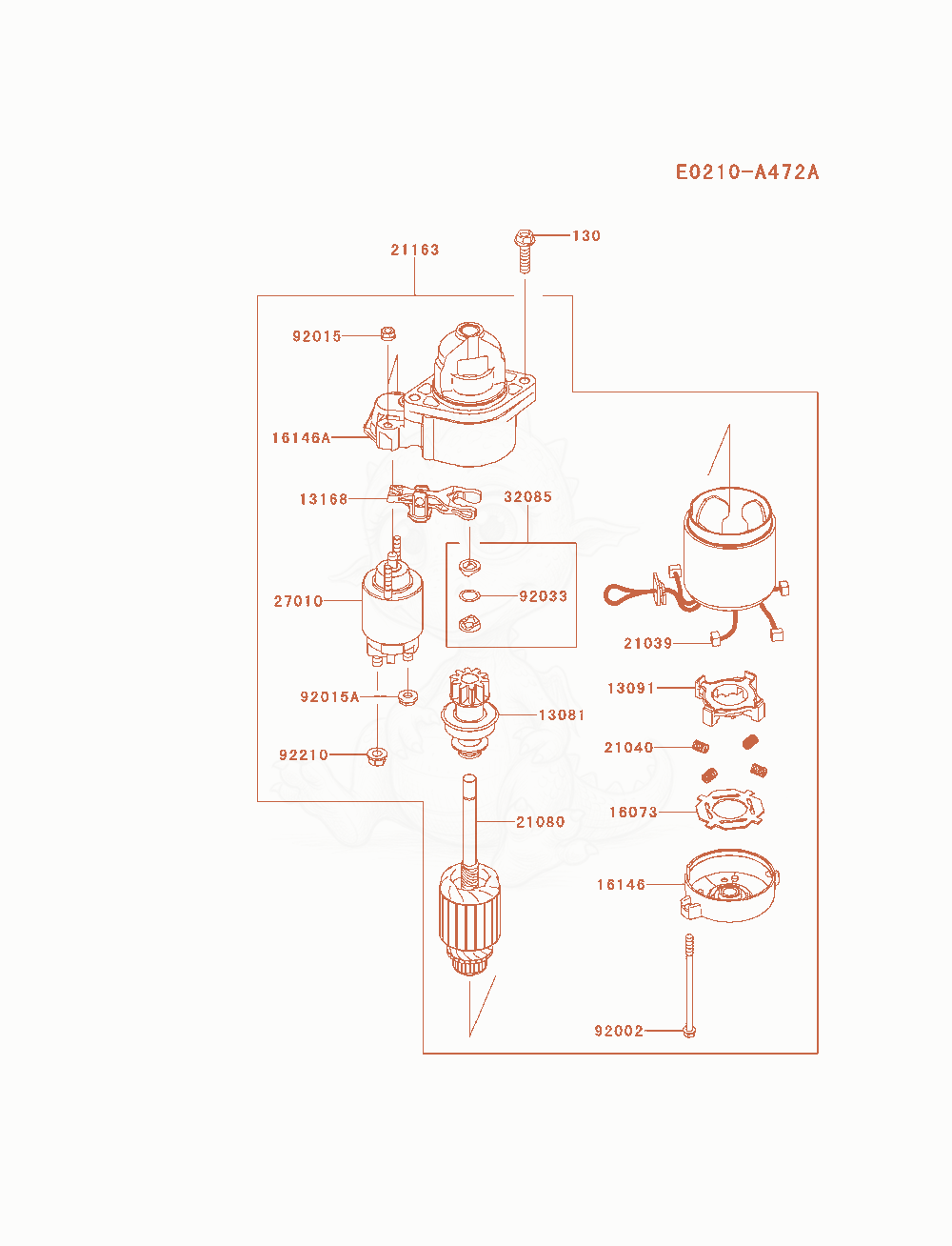 Exploded parts diagram of the Starter of a Kawasaki FX921V-BS08 engine, with numbered balloons