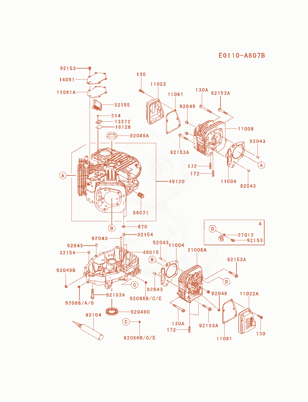 Exploded parts diagram of the Cylinder / Crankcase of a Kawasaki FS481V-AS26 engine, with numbered balloons