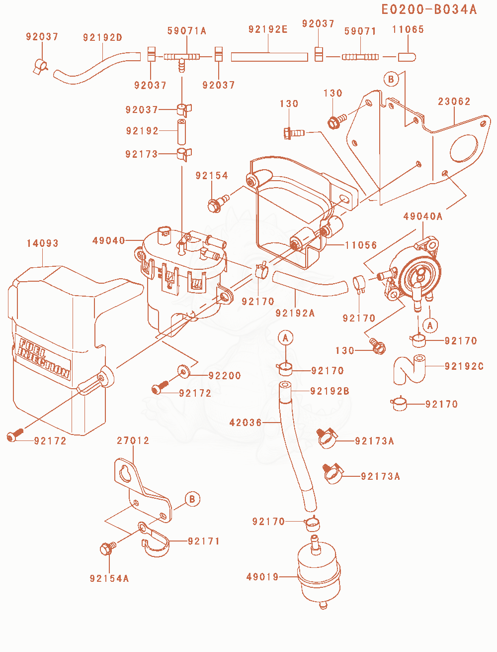 Exploded parts diagram of the Fuel-Tank / Fuel-Valve of a Kawasaki FX850V-AR31 engine, with numbered balloons