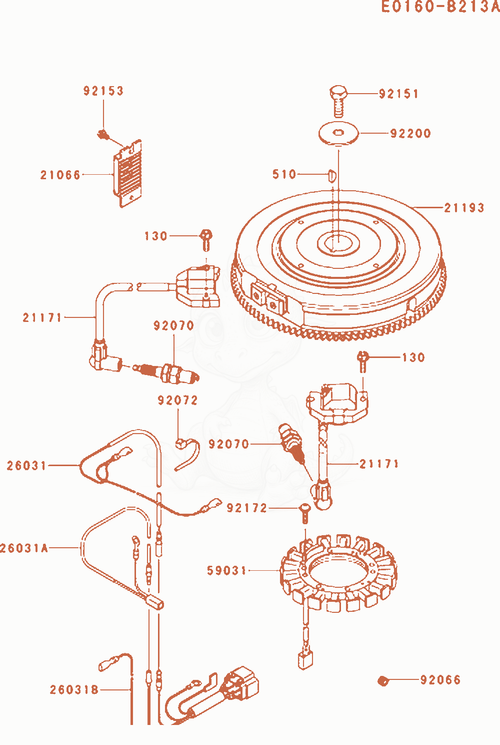Despiece del Electric-Equipment de un motor Kawasaki FX801V-AS04, con globos numerados