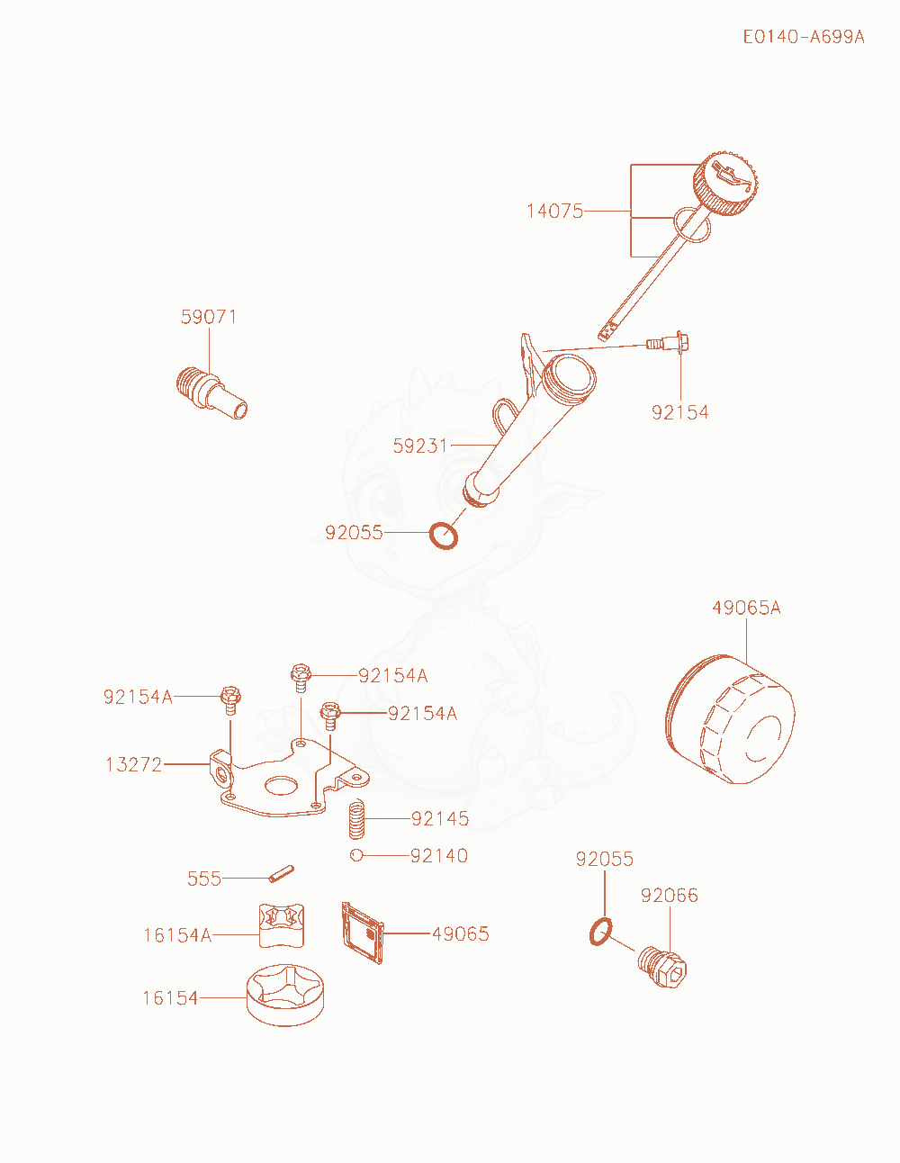 Exploded parts diagram of the Lubrication-Equipment of a Kawasaki FS651V-AS53 engine, with numbered balloons