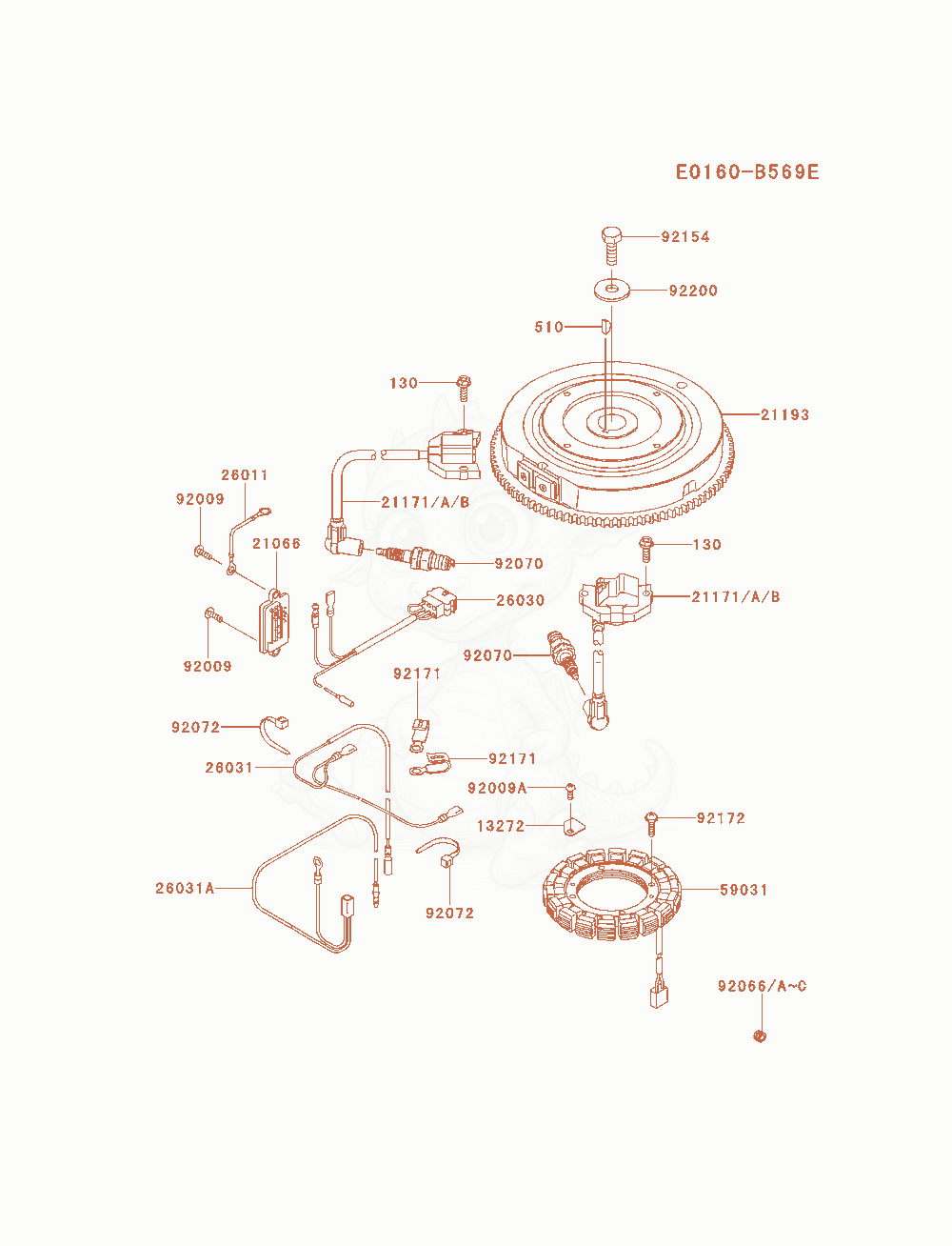 Exploded parts diagram of the Electric-Equipment of a Kawasaki FR730V-AS10 engine, with numbered balloons