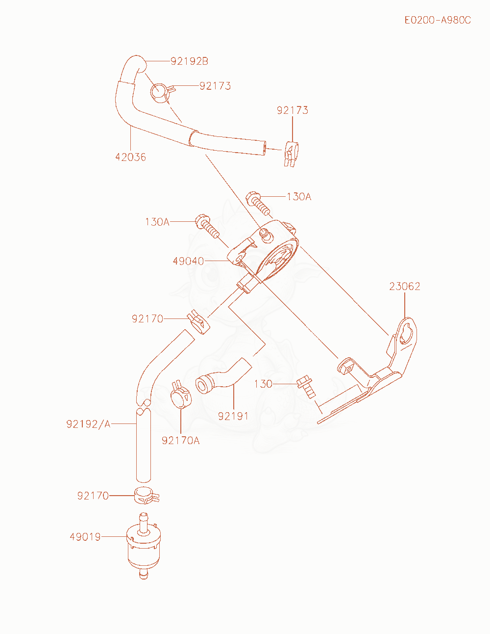 Exploded parts diagram of the Fuel-Tank / Fuel-Valve of a Kawasaki FH721D-HS08 engine, with numbered balloons