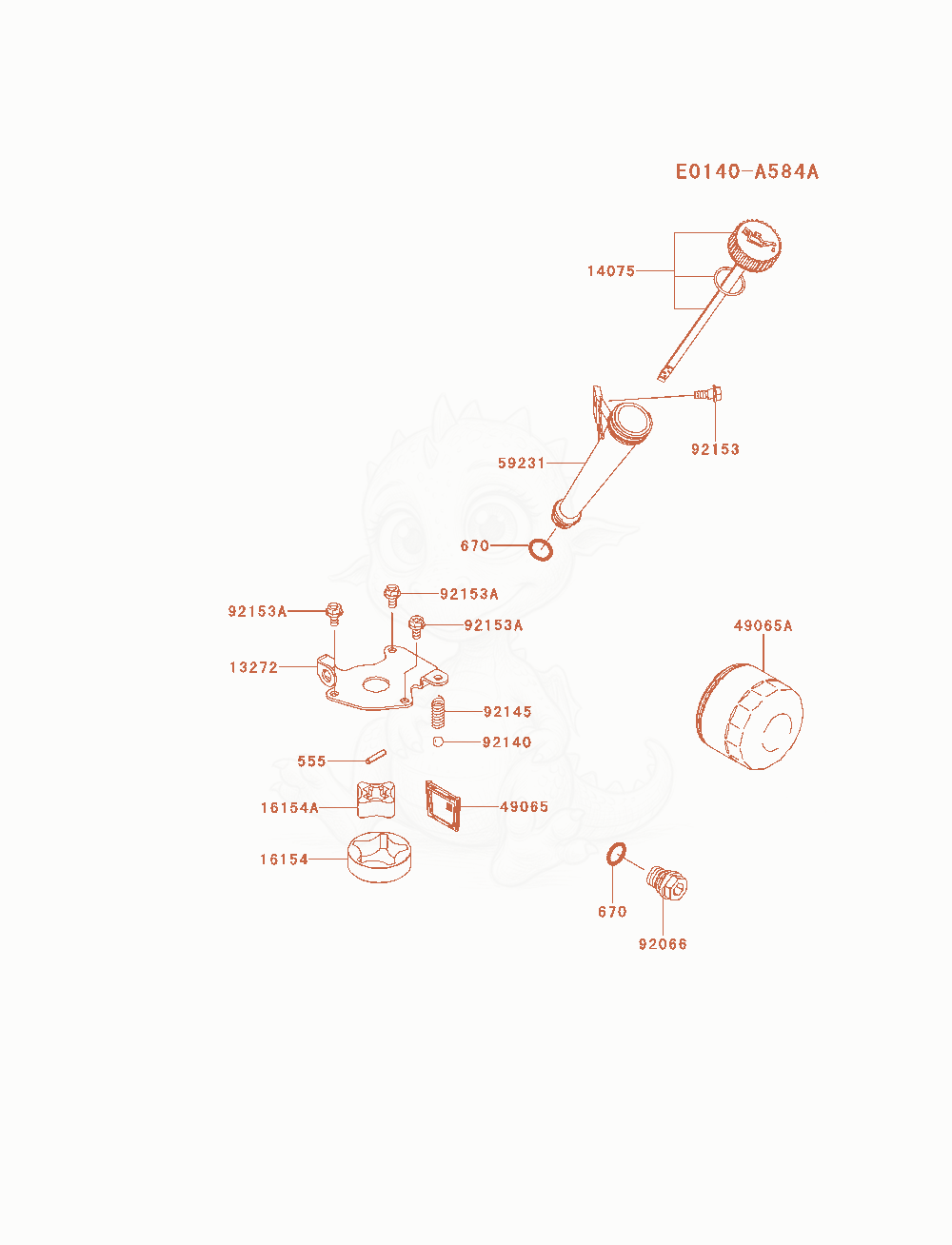 Exploded parts diagram of the Lubrication-Equipment of a Kawasaki FX651V-AS13 engine, with numbered balloons