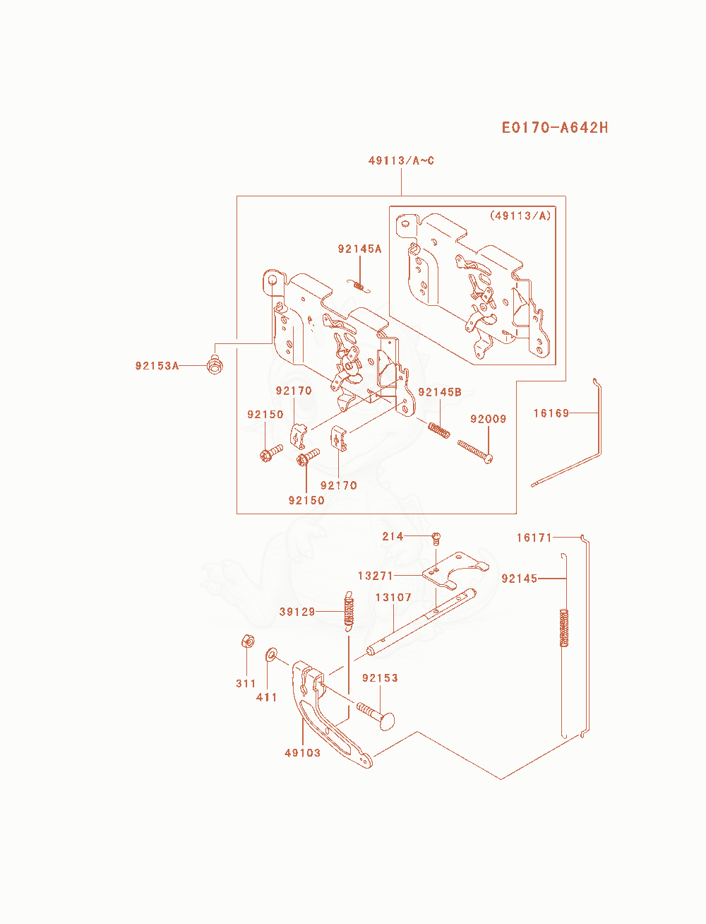 Despiece del Control-Equipment de un motor Kawasaki FH580V-AS40, con globos numerados