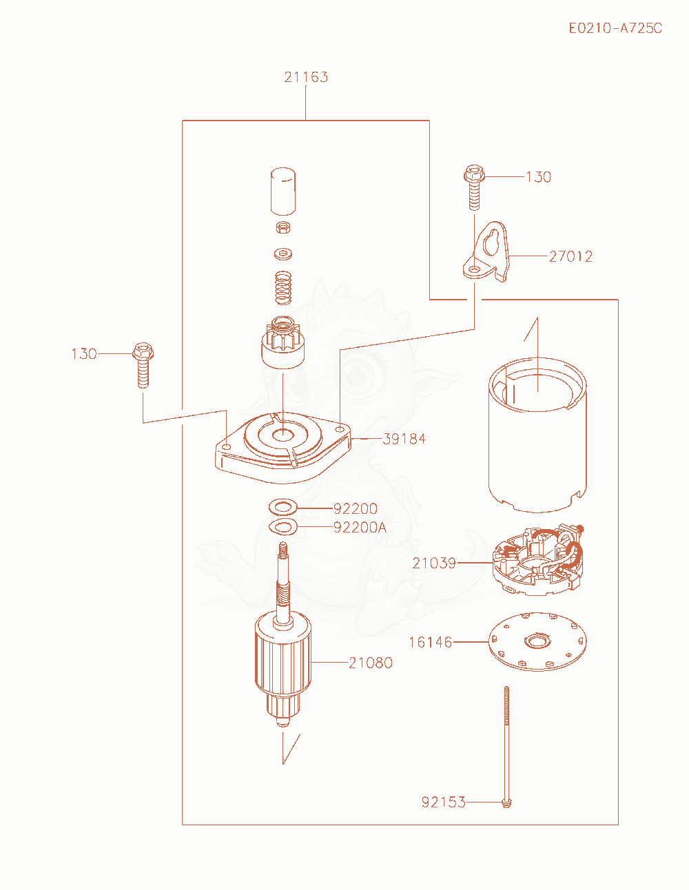 Exploded parts diagram of the Starter of a Kawasaki FS541V-JS08 engine, with numbered balloons