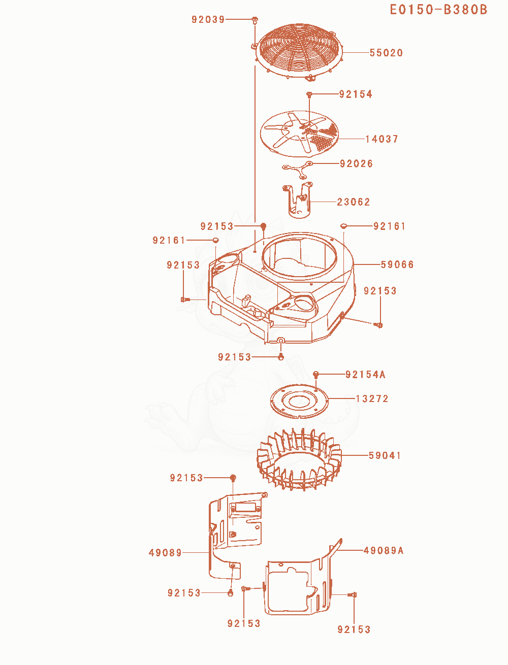 Exploded parts diagram of the Cooling-Equipment of a Kawasaki FS541V-CS30 engine, with numbered balloons