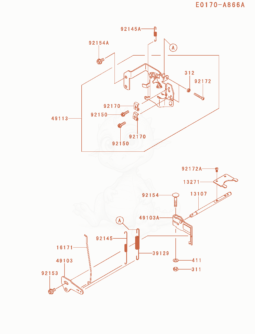 Despiece del Control-Equipment de un motor Kawasaki FX651V-AS15, con globos numerados