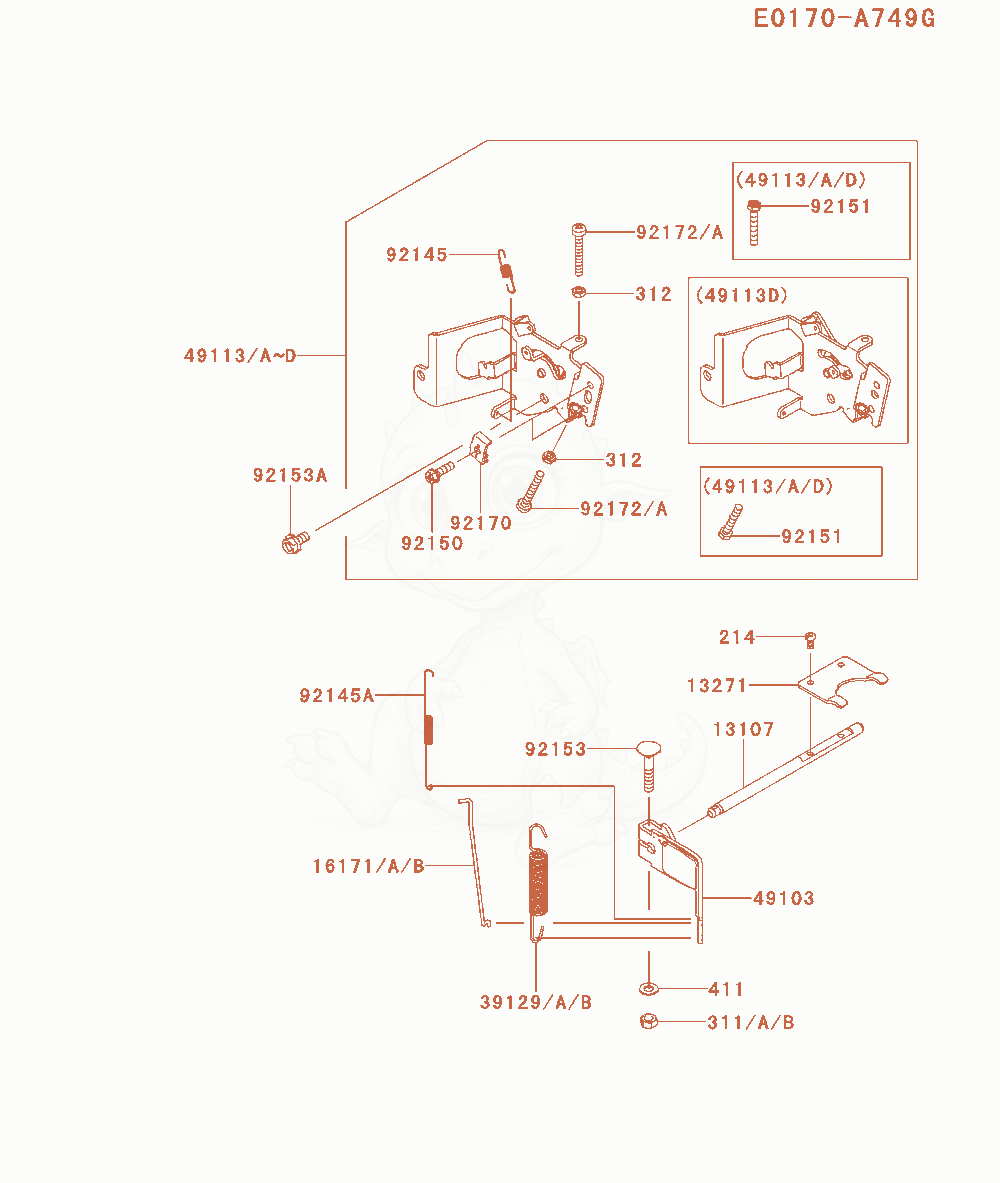 Despiece del Control-Equipment de un motor Kawasaki FX541V-CS05, con globos numerados