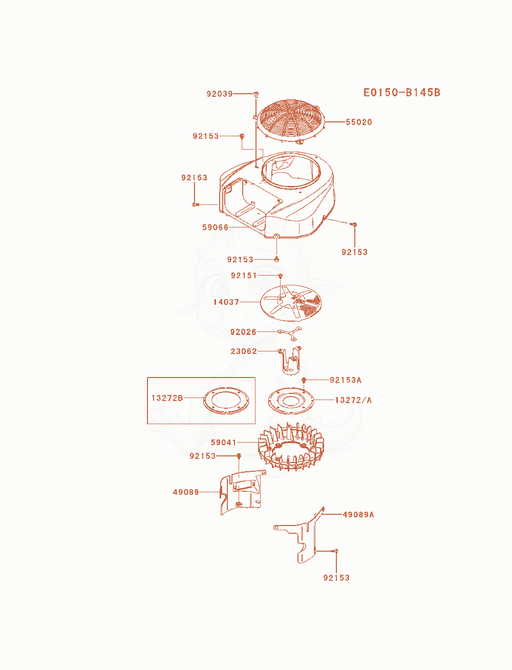 Exploded parts diagram of the Cooling-Equipment(Bs08 / Cs08) of a Kawasaki FR600V-BS08 engine, with numbered balloons