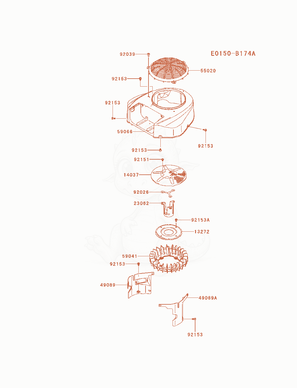 Exploded parts diagram of the Cooling-Equipment of a Kawasaki FR600V-AS17 engine, with numbered balloons