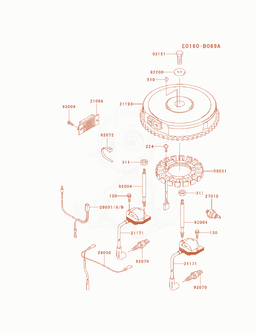 Exploded parts diagram of the Electric-Equipment of a Kawasaki FH580V-AS30 engine, with numbered balloons