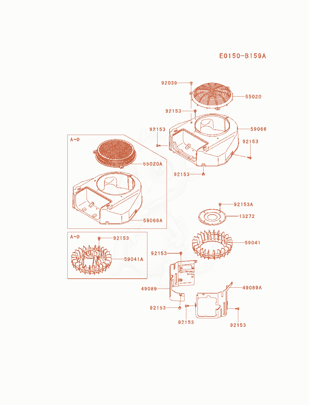 Exploded parts diagram of the Cooling-Equipment of a Kawasaki FS481V-AS10 engine, with numbered balloons