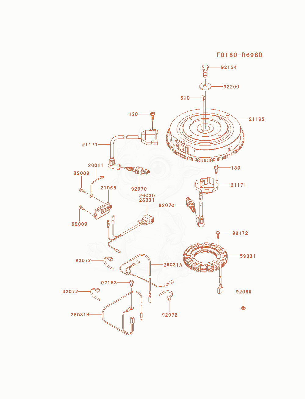 Exploded parts diagram of the Electric-Equipment of a Kawasaki FR600V-AS13 engine, with numbered balloons