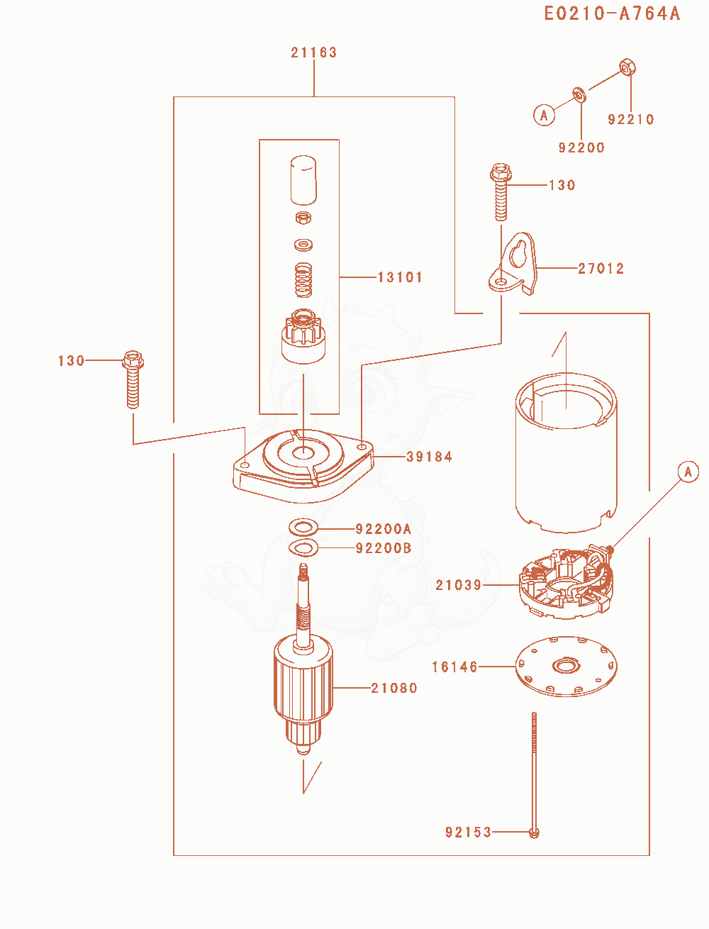 Exploded parts diagram of the Starter of a Kawasaki FS730V-AS53 engine, with numbered balloons
