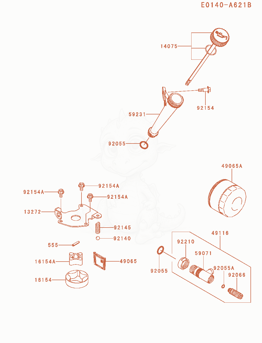 Exploded parts diagram of the Lubrication-Equipment of a Kawasaki FS651V-AS21 engine, with numbered balloons