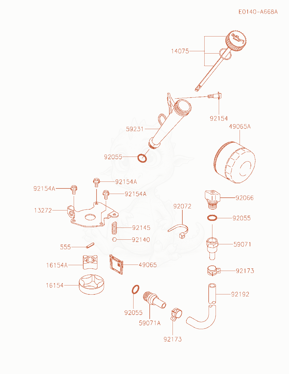 Exploded parts diagram of the Lubrication-Equipment of a Kawasaki FR691V-AR04 engine, with numbered balloons