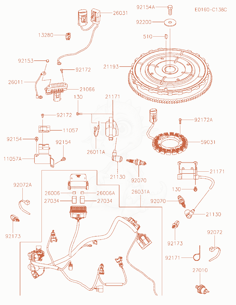 Exploded parts diagram of the Electric-Equipment of a Kawasaki FXT00V-AR32 engine, with numbered balloons